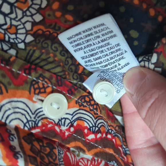 60s 70s Retro Groovy Flower Power Psychedelic Print Button Up Blouse Shirt - Picture 7 of 7